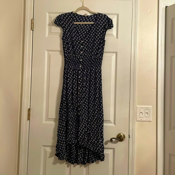 Dresses & Skirts - Navy Blue dress with little white designs, and white buttons.